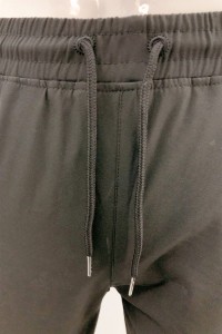 U379   Custom made pure black sweatpants design rubber band pants with zipper pocket at the back and zipper pocket at the side detail view-2